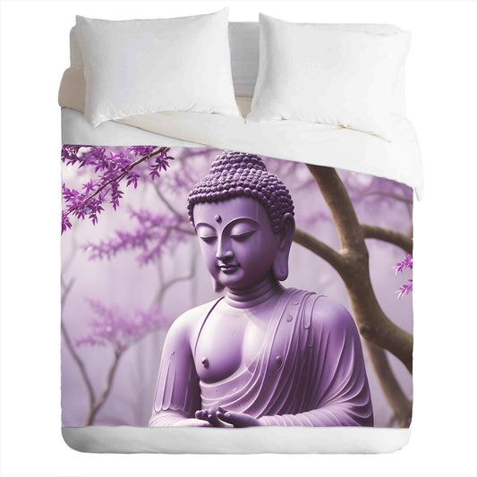 Warm and cozy fleece blanket with Buddha photo print - pink tones