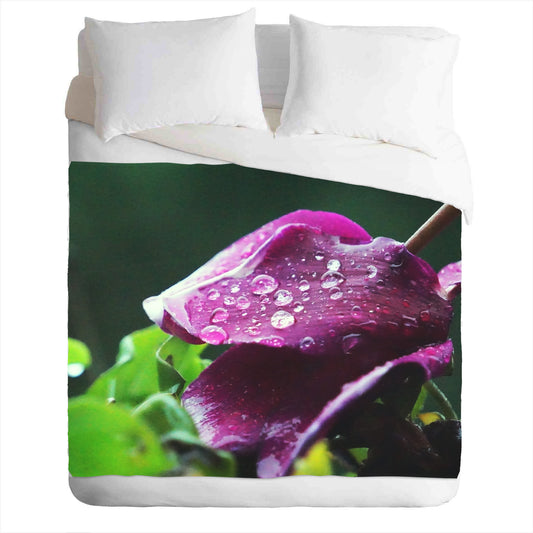 Warm and cozy fleece blanket with floral photo print - nature inspired - purple cyclamen