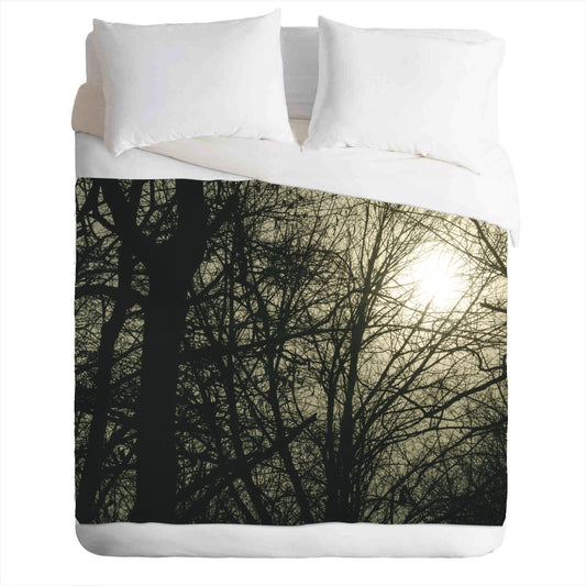 Warm and cozy fleece blanket with artistic photo print - dark and mysterious tones - autumn landscape