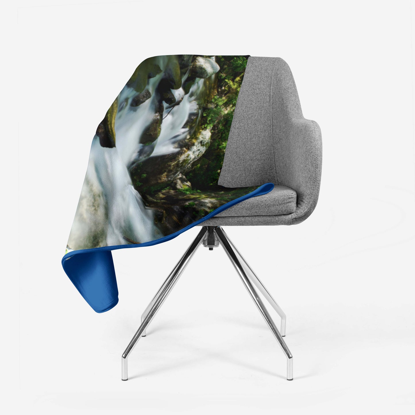 Warm and cozy fleece blanket with photo print of a mountain river - magical and fairytale environment