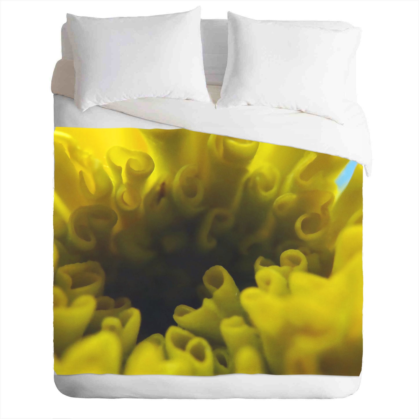 Warm and cozy fleece blanket with floral photo print - cheerful yellow flower - lively ambiance