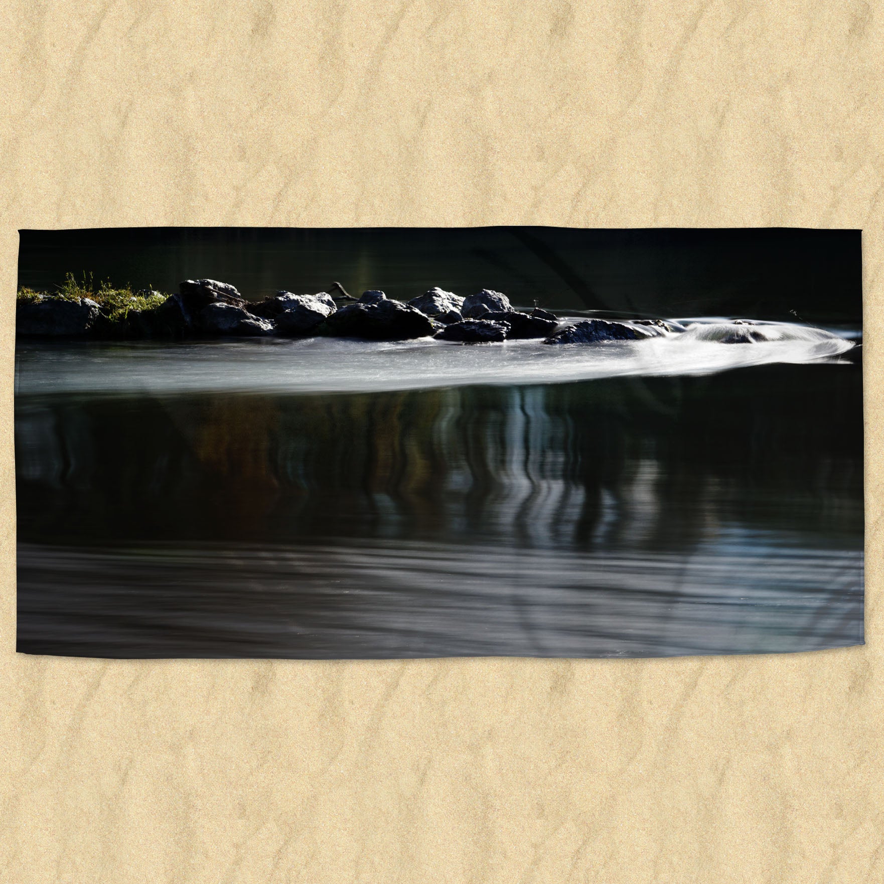 Beach towel photo of a mountain river | Opposite Home