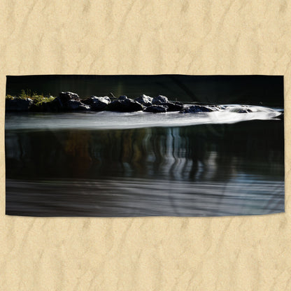 Beach towel photo of a mountain river | Opposite Home