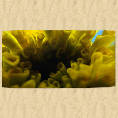 Beach towel photo of a yellow flower | Opposite Home