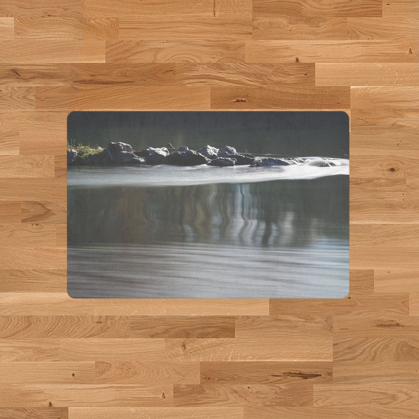 Decorative doormat with photo print of a mountain river - practical for bathroom and kitchen