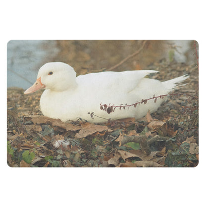 Decorative doormat with photographic print of a white duck - ideal for children's rooms