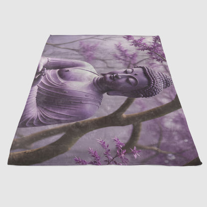 Lightweight fleece blanket with Buddha photo print - pink tones