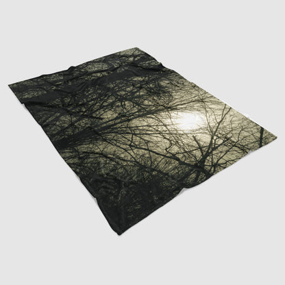 Plaid photo print of the sun behind a tree | Opposite Home