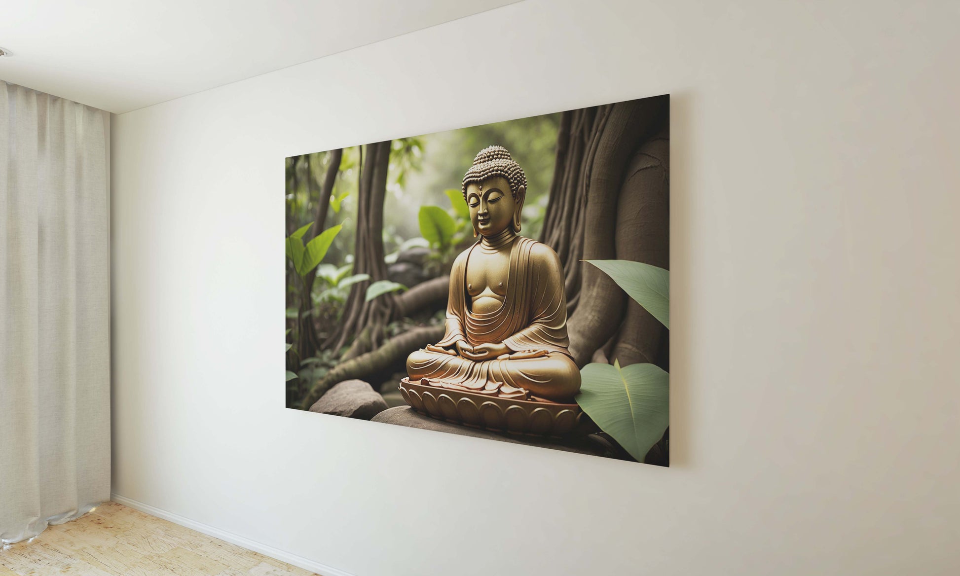 Poster artistic illustration of golden Buddha in nature | Opposite Home