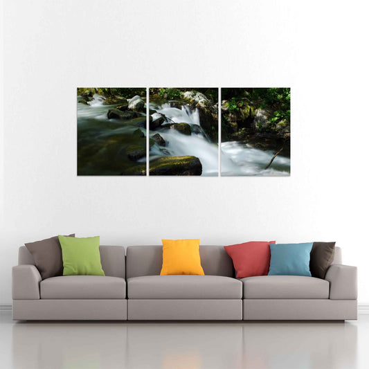 Large Mountain River Photographic Print - Nature Inspired - Set of 3 Canvases