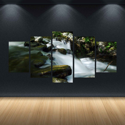 Large Mountain River Photographic Print - Nature Inspired - Set of 5 Canvases