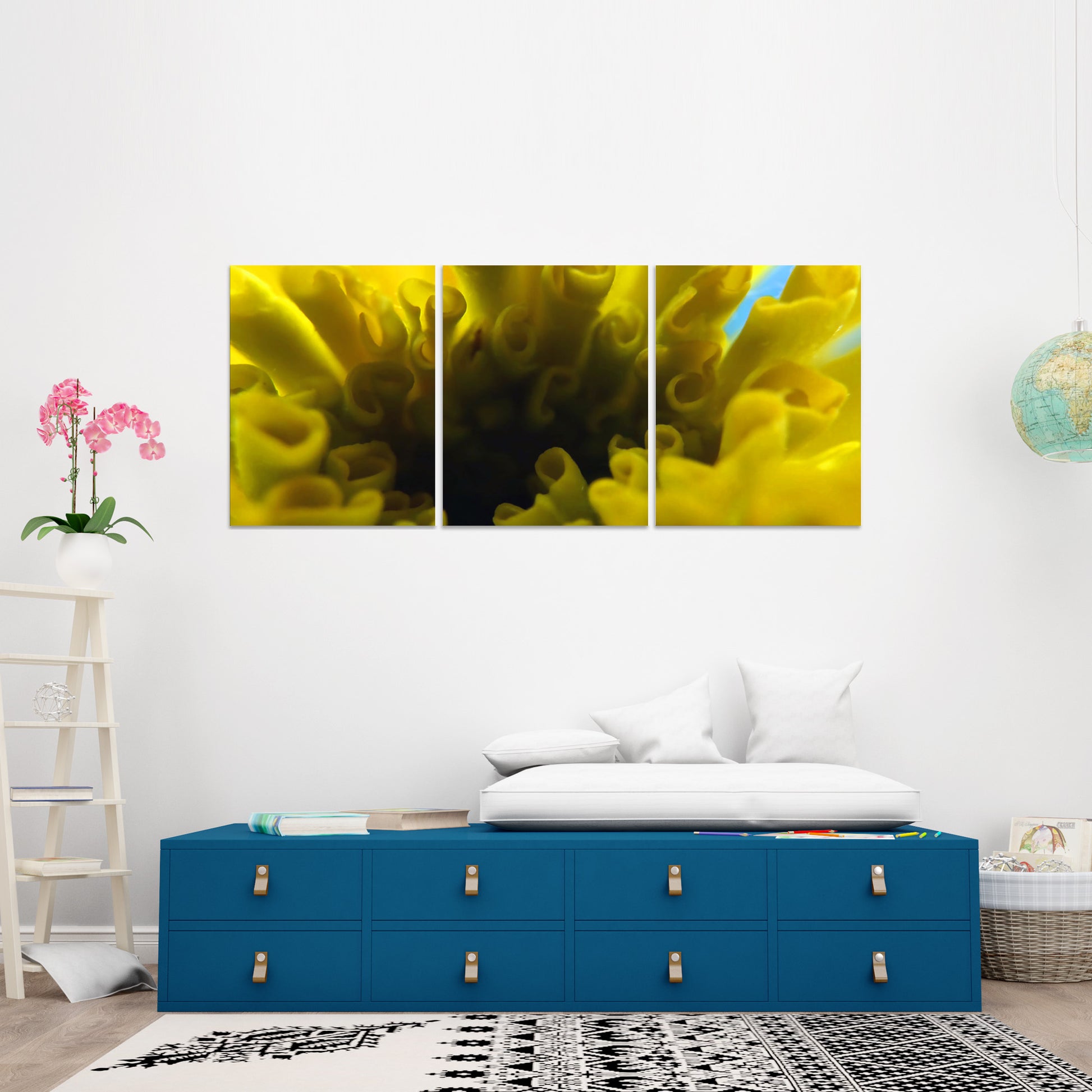 Set 3 canvas photo print of a yellow flower | Opposite Home