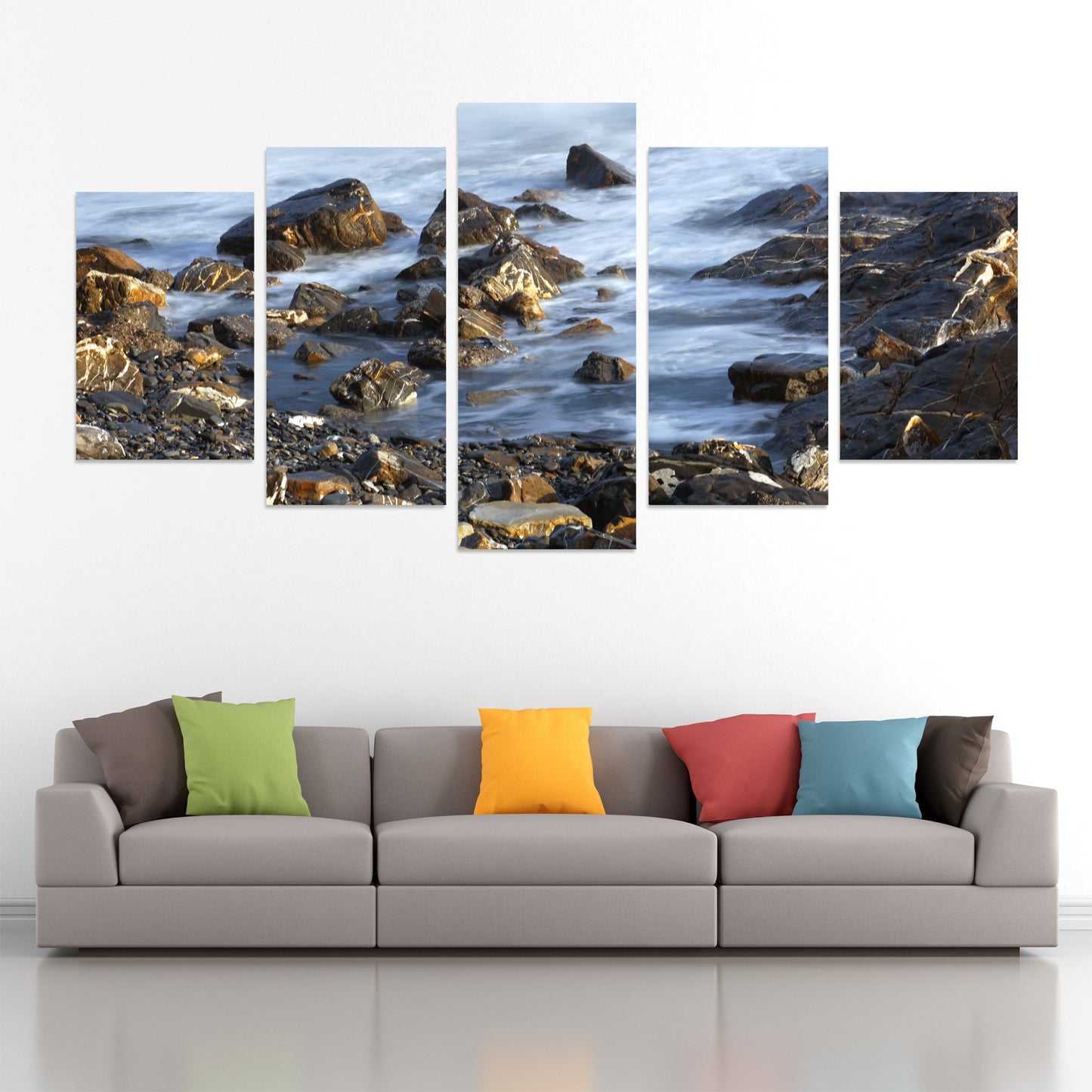 Set 5 canvas photo print of a rocky beach | Opposite Home