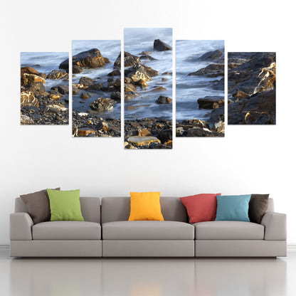 Set 5 canvas photo print of a rocky beach | Opposite Home