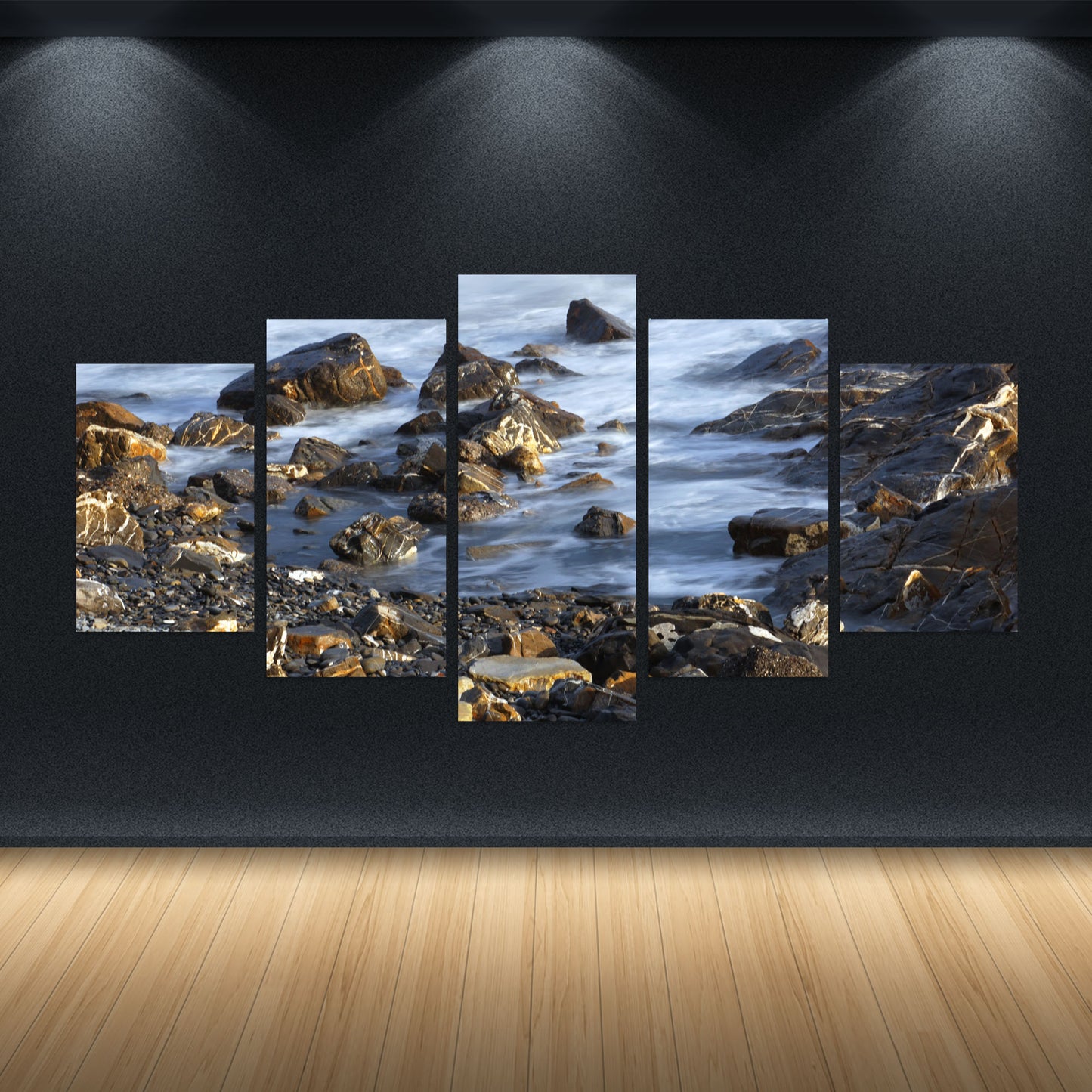 Set 5 canvas photo print of a rocky beach | Opposite Home