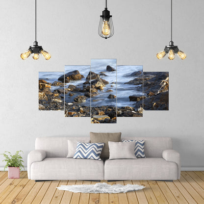 Set 5 canvas photo print of a rocky beach | Opposite Home