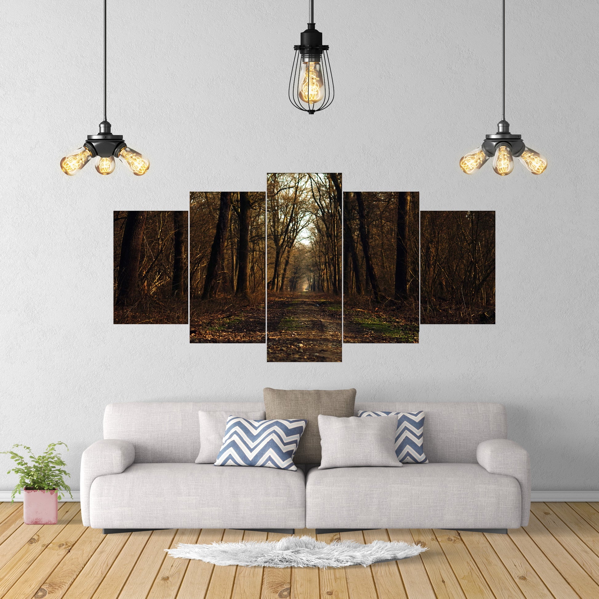 Set of 5 autumn forest photography canvas | Opposite Home