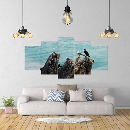 Set of 5 canvas photo print of seagulls | Opposite Home