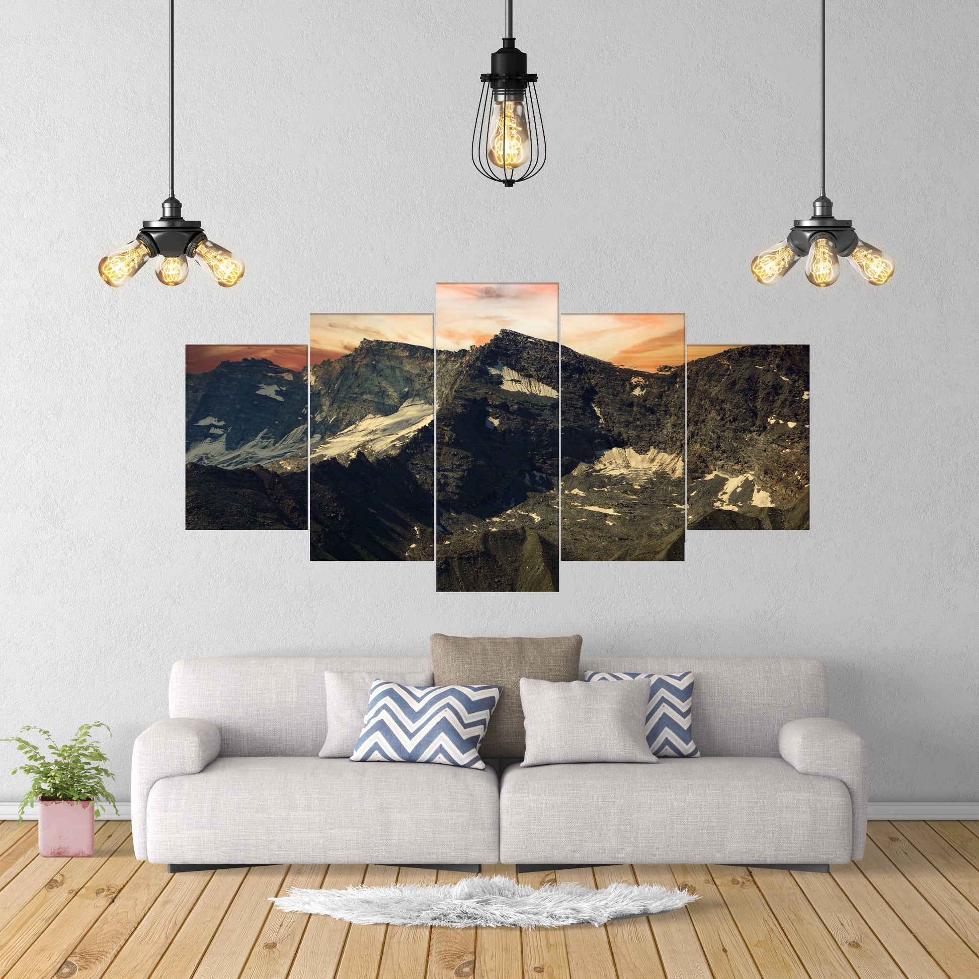 Set of 5 mountain landscape photographic print canvas | Opposite Home